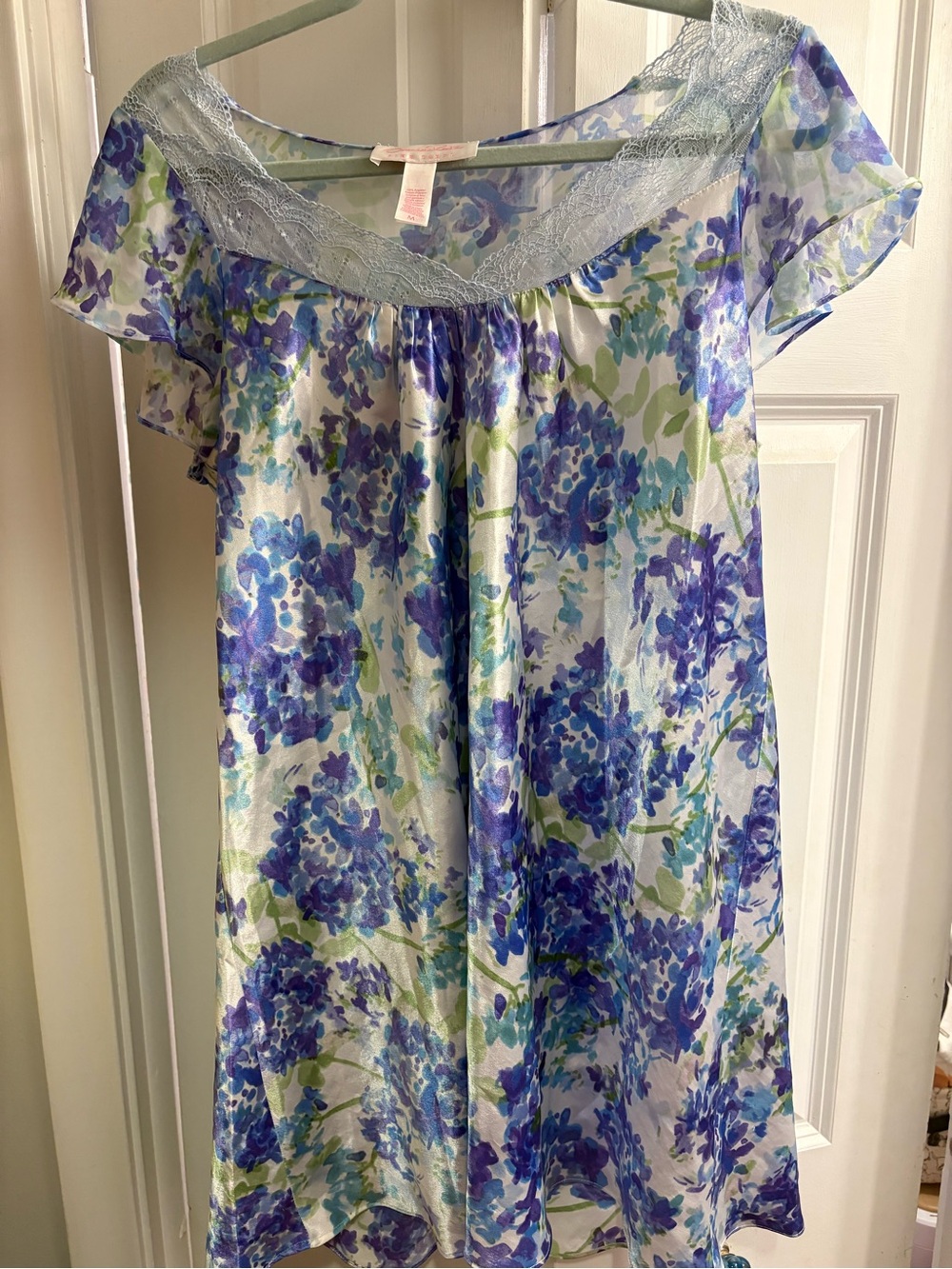 Oscar de la Renta Nightgown Womens Medium Pink Floral Satin Midi Slip Dress
